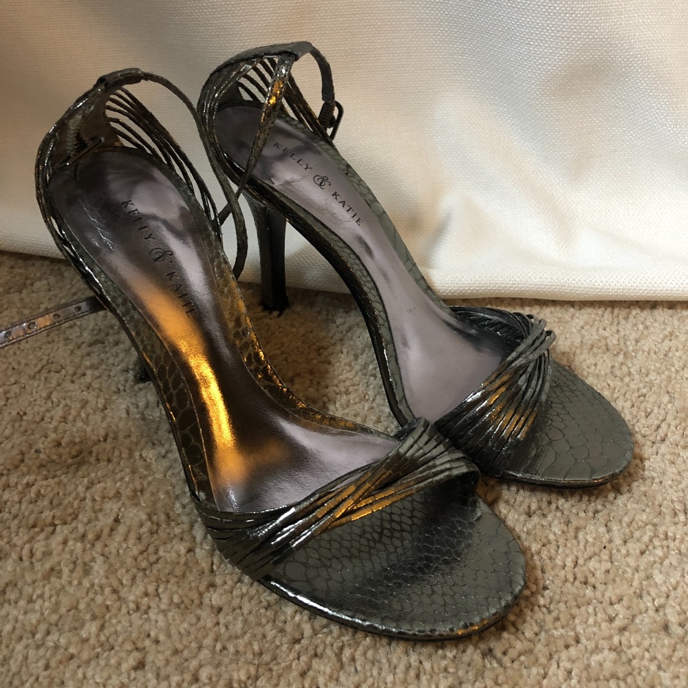 Kelly & Katie Metallic Gunmetal Strappy High Heels